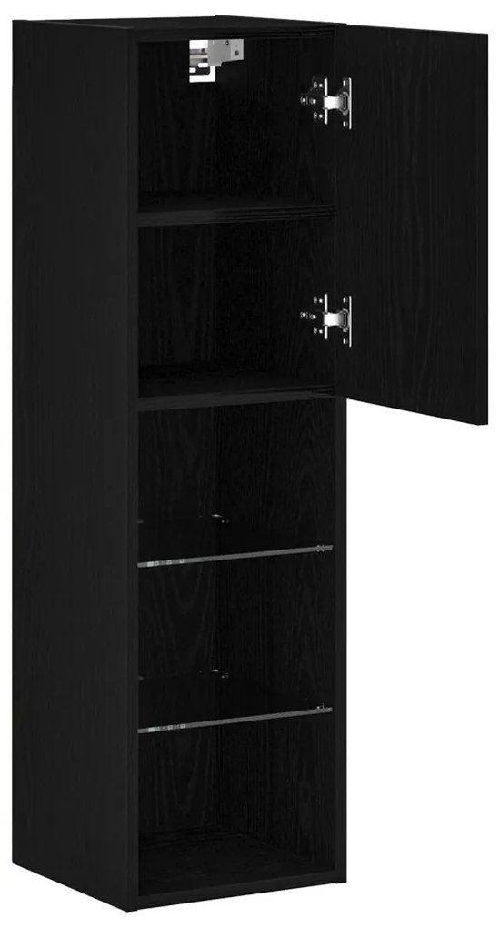 LED TV szekrény 2 db Fekete Tölgy 30,5x30x102 cm Mérnökifából