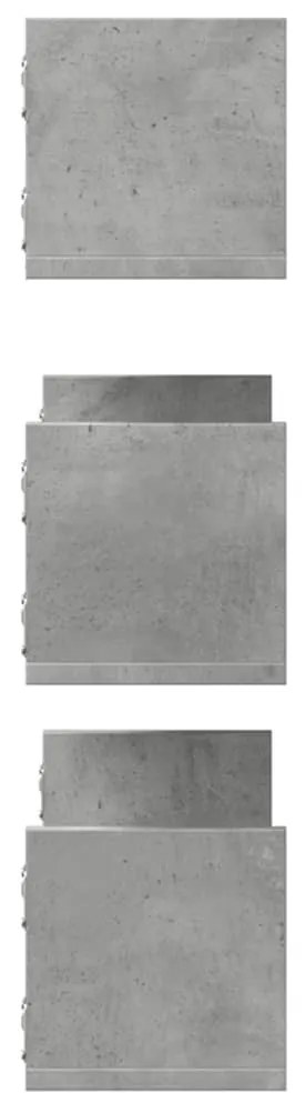 3 db betonszürke szerelt fa fali polc 80 x 18 x 18 cm