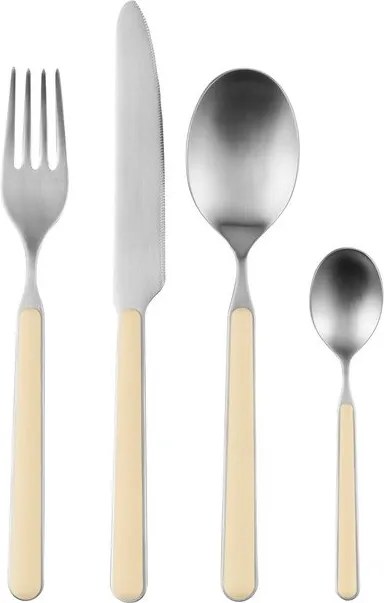 Világossárga-ezüstszínű rozsdamentes acél egyszemélyes evőeszköz készlet 4 db-os Noli – noo.ma