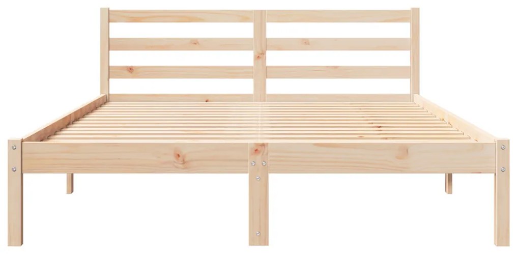 Ágykeret fejtámlával Barna 220 x 160 cm Tömör fenyőfa