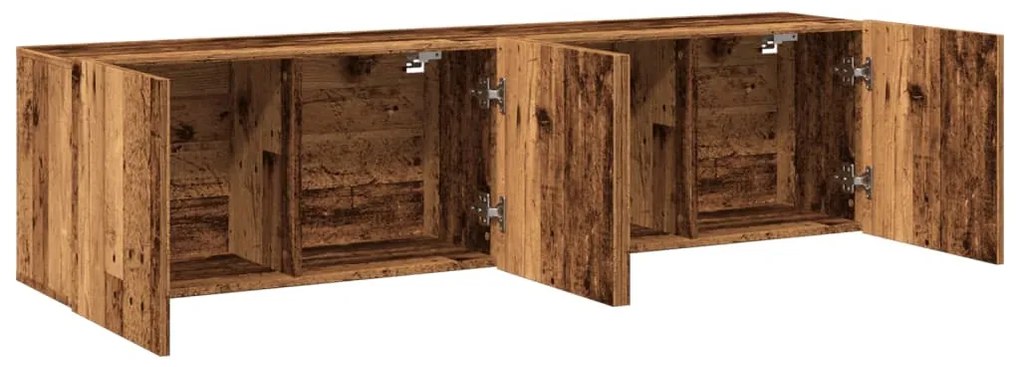 2 db antik fa színű falra szerelhető TV-szekrény 80 x 30 x 41cm