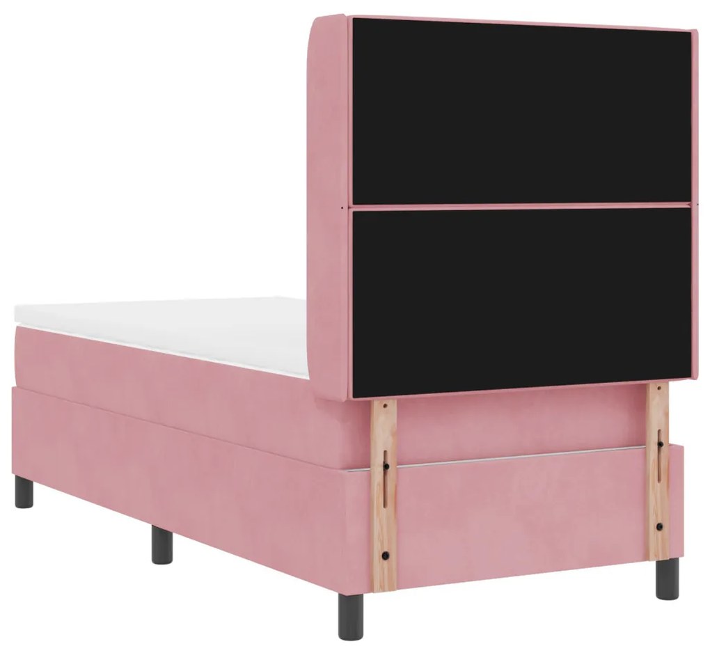 Boxspring Ágy Mattal és LED Fénnyel Rózsaszín 90x190 cm Bársony