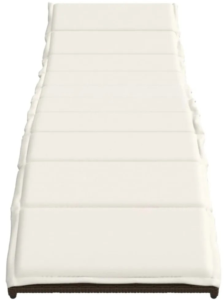 barna polyrattan napozóágy párnával 55x199x50 cm