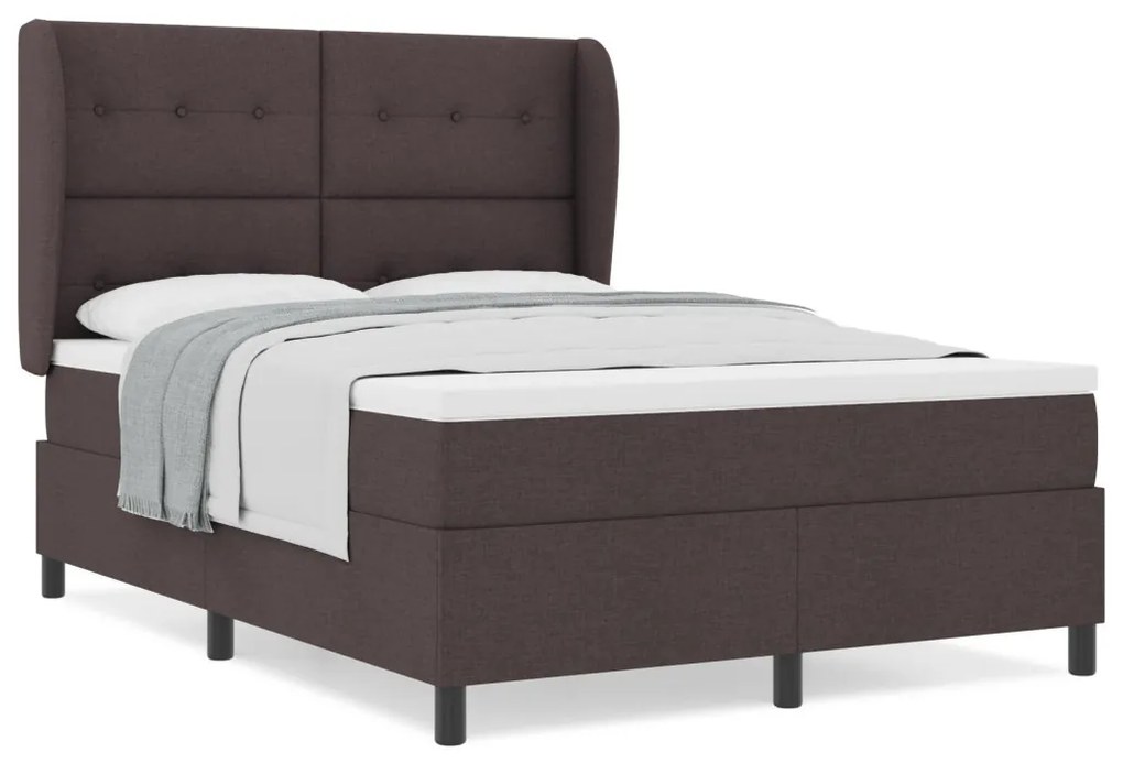 Boxspring Ágy Mattal - Sötétbarna, 160x200 cm Szövet