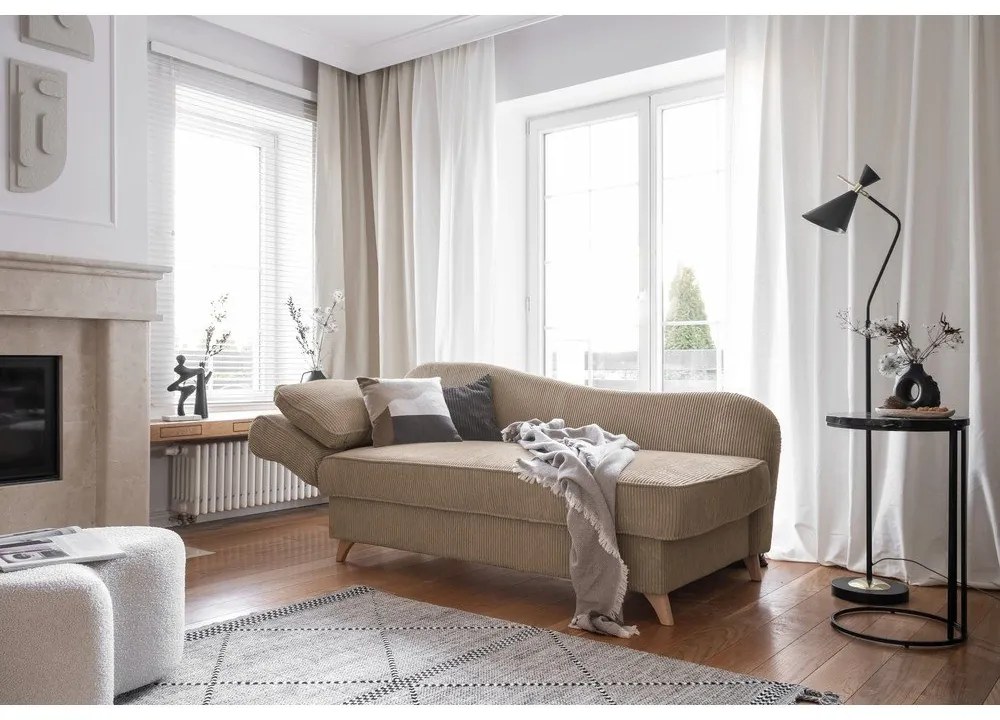 Szürkésbarna kordbársony heverő (bal oldali) Chic Charlotte – Miuform