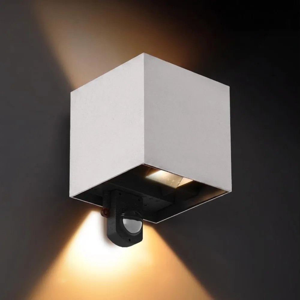 Brilagi - LED kültéri fali lámpatest érzékelővel CUBE LED/6W/230V szürke IP65