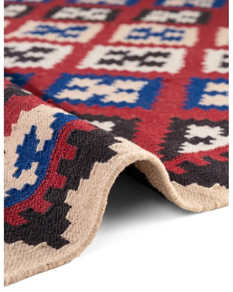 Piros kétoldalas kézi szövésű gyapjú futószőnyeg 60x190 cm Kamal Rami – Nouristan