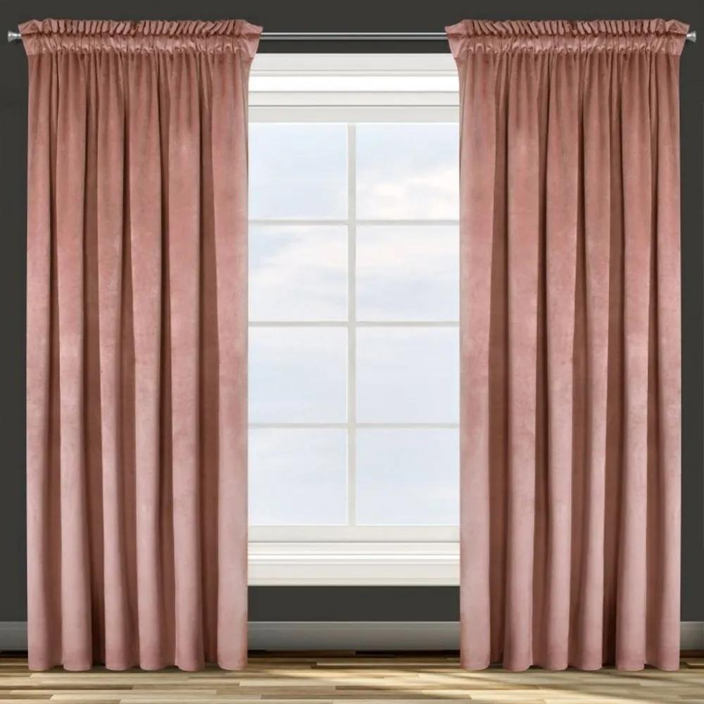 Rózsaszín függöny gyűrődő szalaggal Hossz: 270 cm