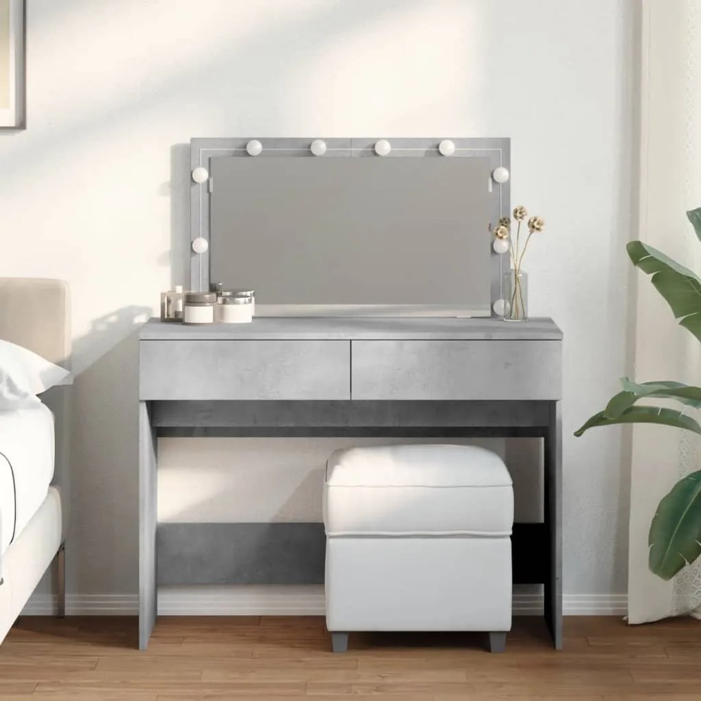 betonszürke fésülködőasztal LED-del 100 x 40 x 120 cm