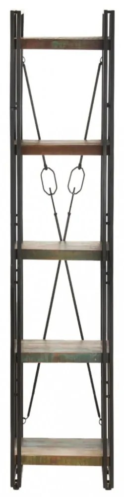 5 szintes tömör újrahasznosított fa könyvespolc 40x30x180 cm