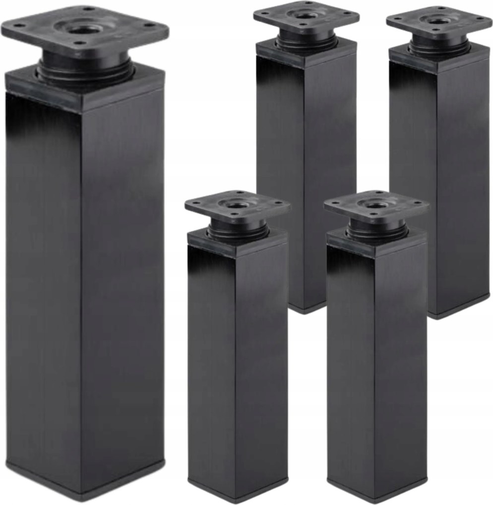 Bútorlábak Szögletes Fekete Állítható Alumínium 20 cm. Szekrénybútorokhoz