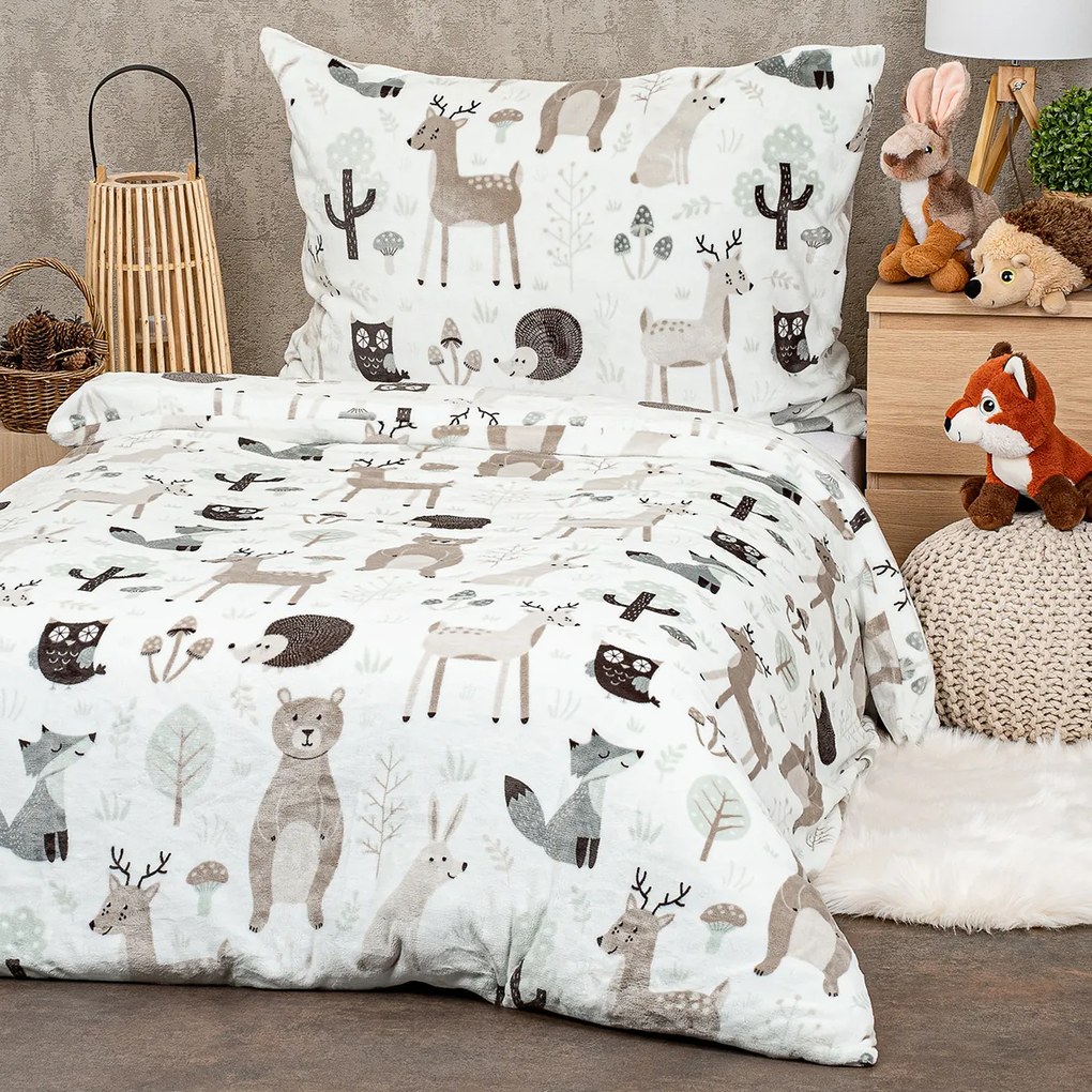 4Home Nordic friends gyerek mikroflanel ágyneműhuzat 140 x 200 cm, 70 x 90 cm