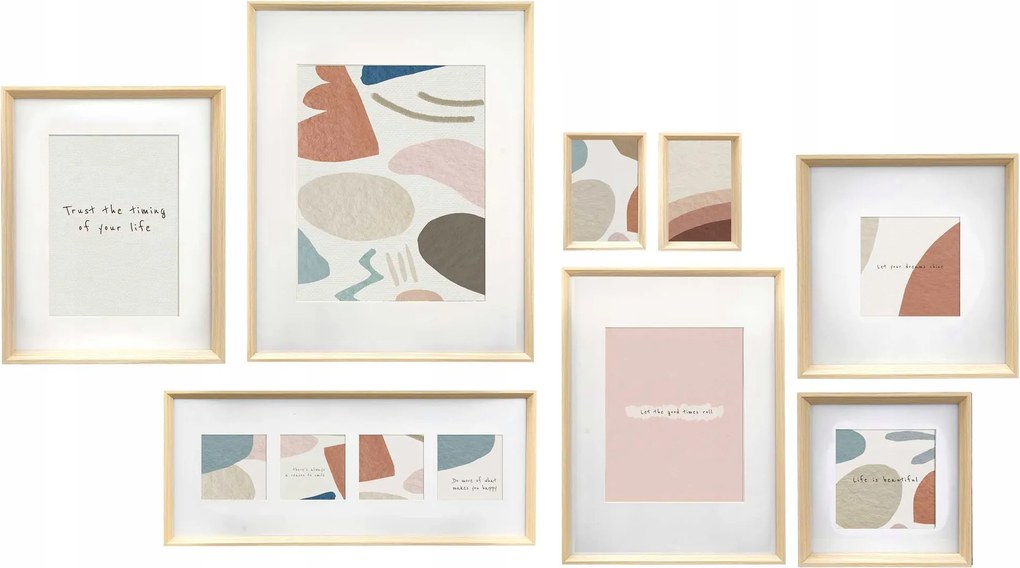 Fali Képkeret Falikép 8 Keret Multikeret Bézs 42,5 X 52,5 CM