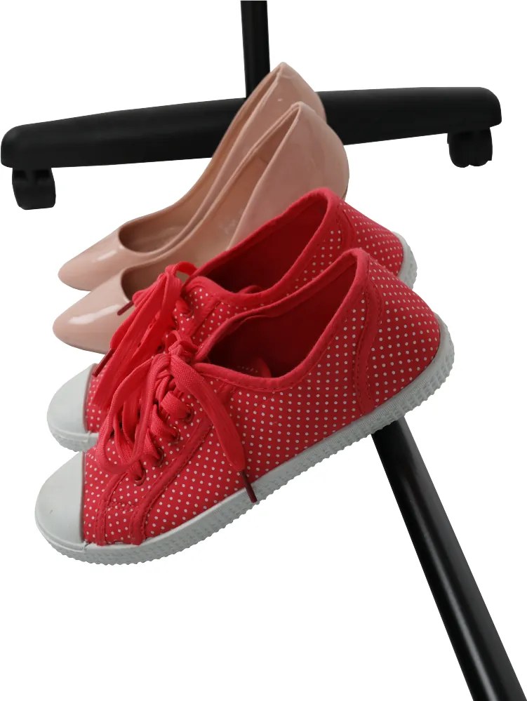 Görgős ruhaálvány, króm/fekete műanyag, SOREN