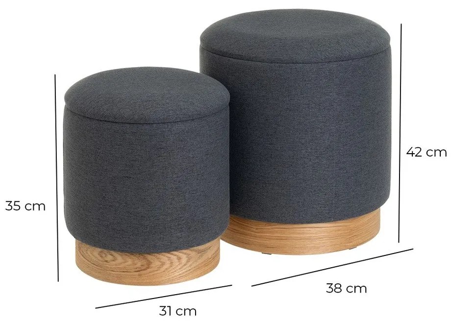 Sötétszürke puff szett 2 db-os – Casa Selección