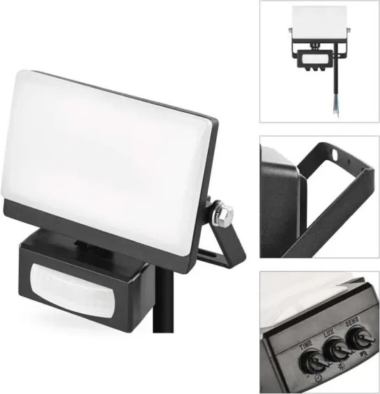 Mozgásérzékelős LED reflektor TAMBO EVO LED/10W/230V 4000K IP44 fekete