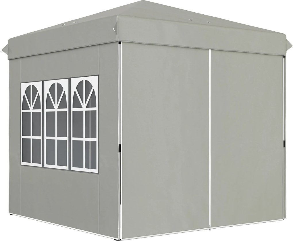 Outsunny Pavilon 2.5x2.5m, Vízálló és Tartós, Télen is Használható Pop-up Összecsukható Pavilon, UV Védelem 50+, Összecsukható Parti Sátor Kert Pavilo