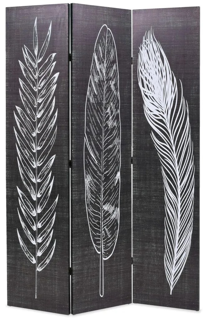 vidaXL fekete-fehér toll mintás paraván 120 x 170 cm
