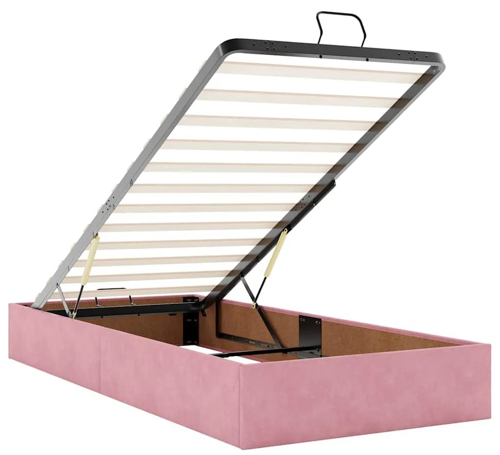 Ottomán ágykeret matracokkal rózsaszín 80x200cm bársony