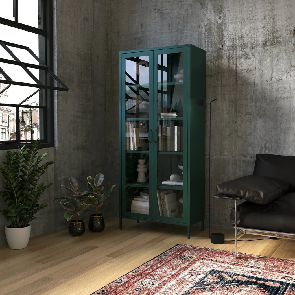 ANGELO vitrin, 800 x 1850 x 450 mm, Modern: palackzöld