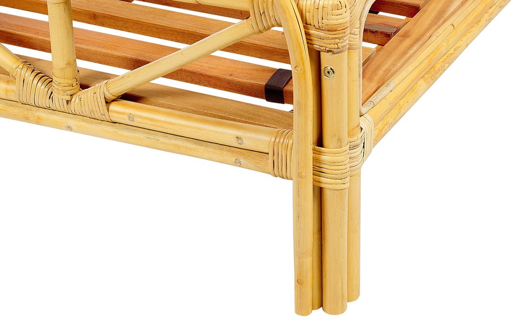 Világosbarna rattan franciaágy 140 x 200 cm FLORENTINE Beliani