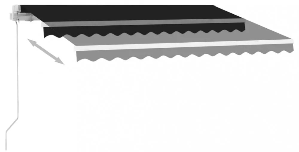 antracitszürke kézzel kihúzható póznás napellenző 350 x 250 cm