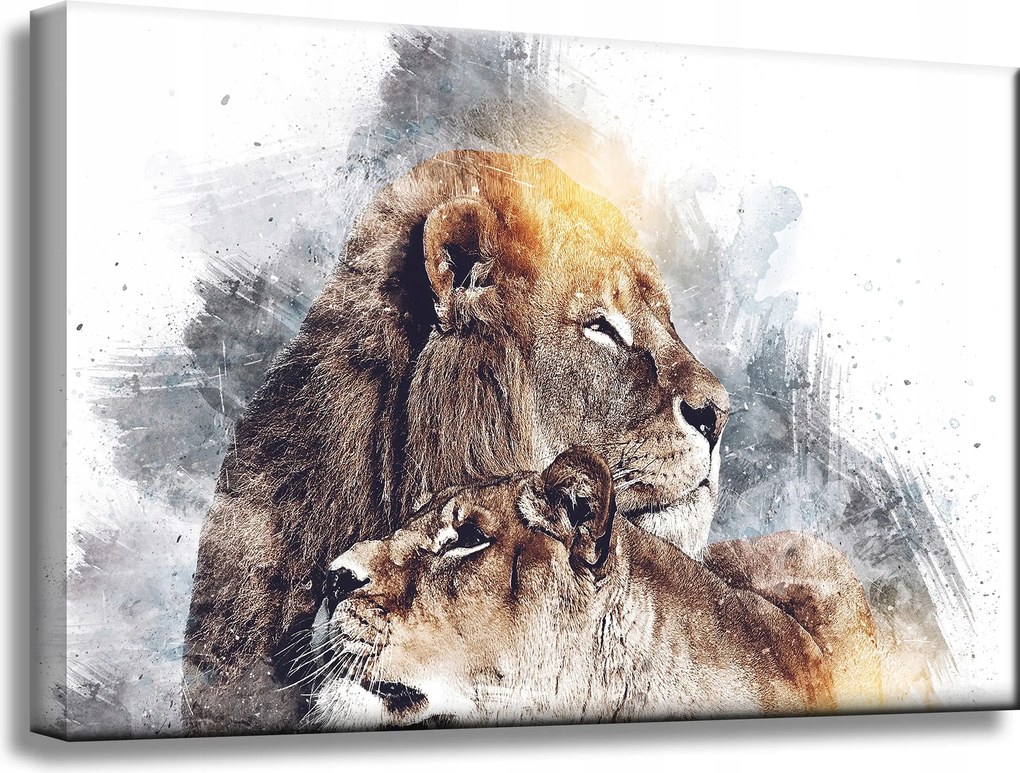 Vászonkép Modern Művészet Oroszlán pár Természet 60x40 cm