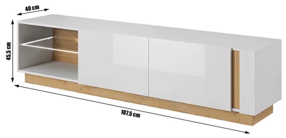 Tv asztal/Szekrény City Typ 187 (fehér + tölgy grandson). 809697