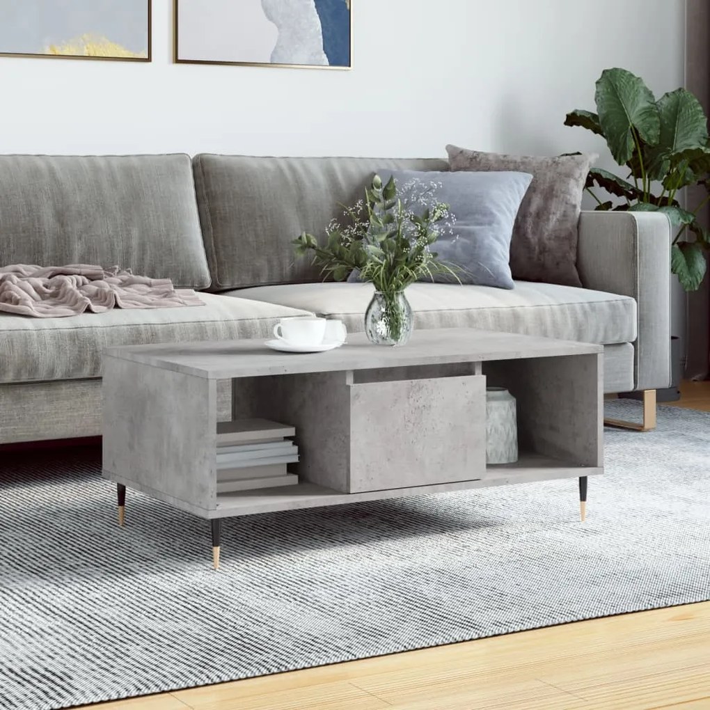 Betonszürke szerelt fa dohányzóasztal 90x50x36,5 cm