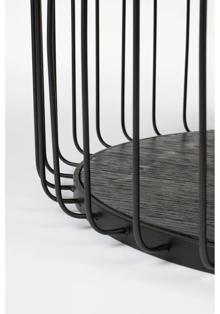 Fekete kerek dohányzóasztal üveg asztallappal 80x80 cm Lance – White Label