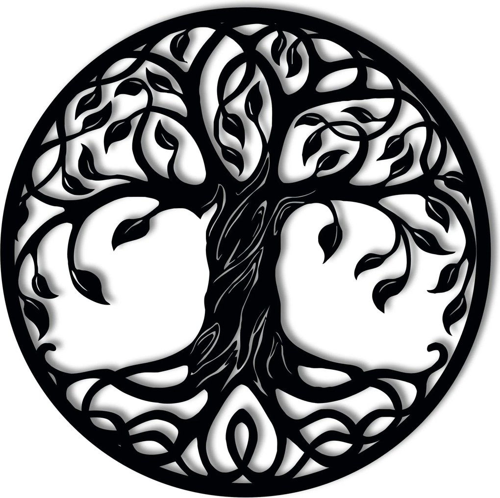 Az Élet Fája 60cm kerek fali dekoráció Tömör áttört falpanel