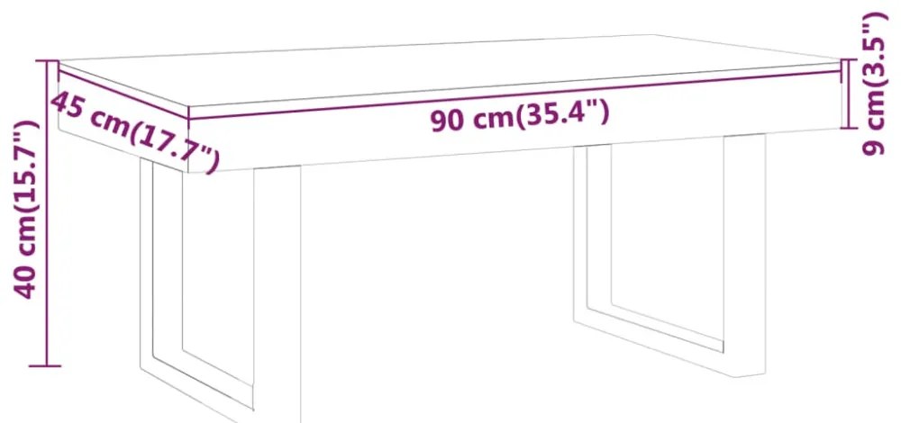 sötétbarna és fekete MDF és vas dohányzóasztal 90x45x40 cm