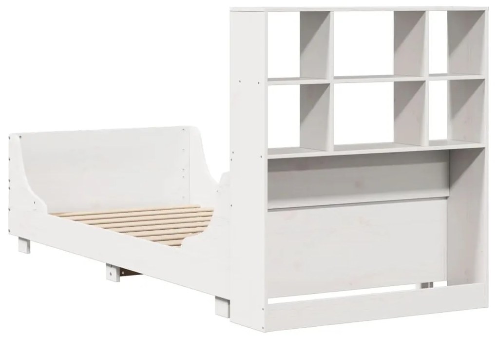 fehér tömör fa könyvespolcos ágy matrac nélkül 90 x 200 cm