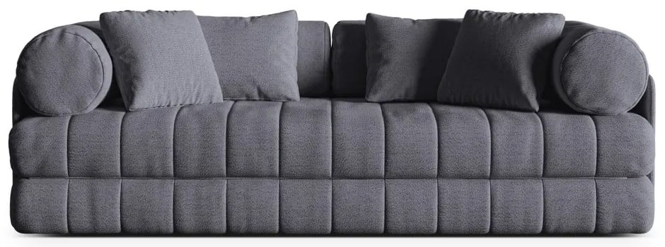 Sötétszürke buklé kinyitható kanapé 206 cm Kemi – Cosmopolitan Design