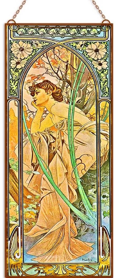 Alfons Mucha - Esti merengés üvegkép, falikép