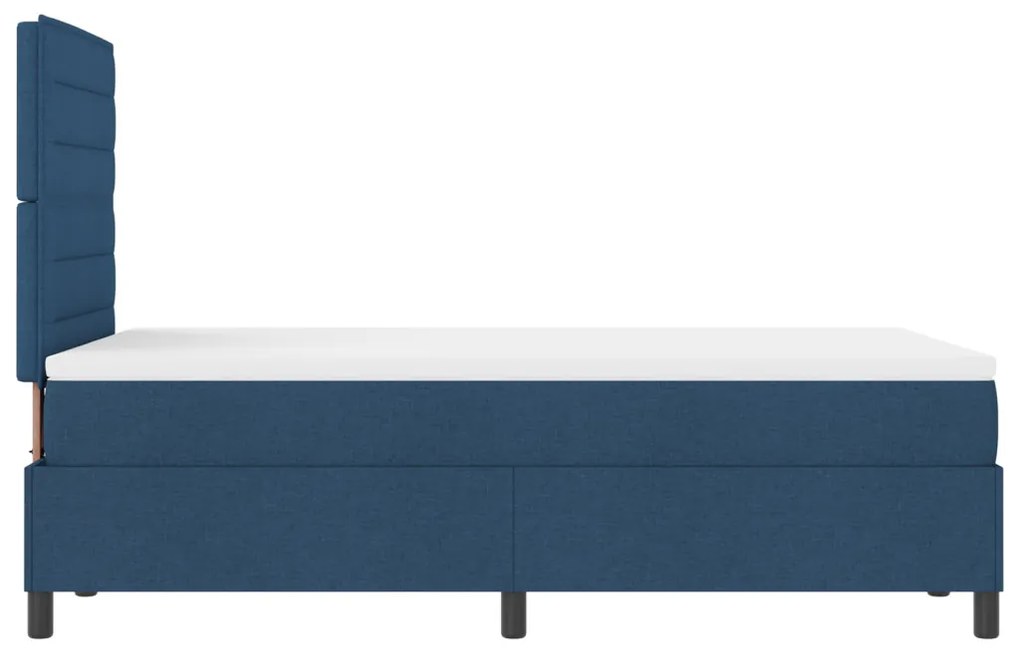 Box Spring Ágy Mattal Kék Kicsi Dupla Szövet