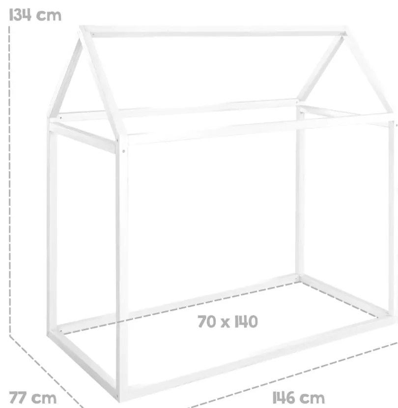 Fehér házikó alakú gyerekágy 70x140 cm Montessori – Roba
