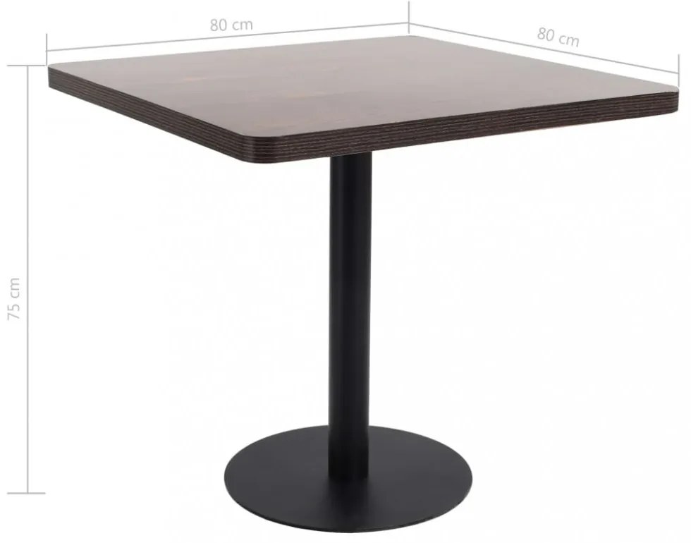 sötétbarna MDF bisztróasztal 80 x 80 cm