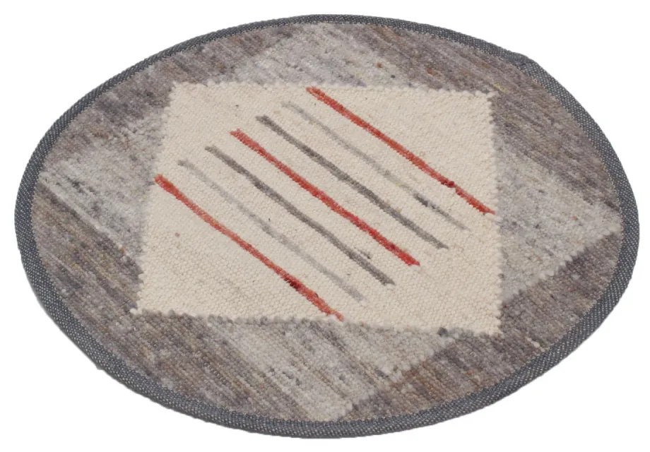 Vastag gyapjú kör szőnyeg Rustic 73x79 kézi és gépi szövésű gyapjú szőnyeg