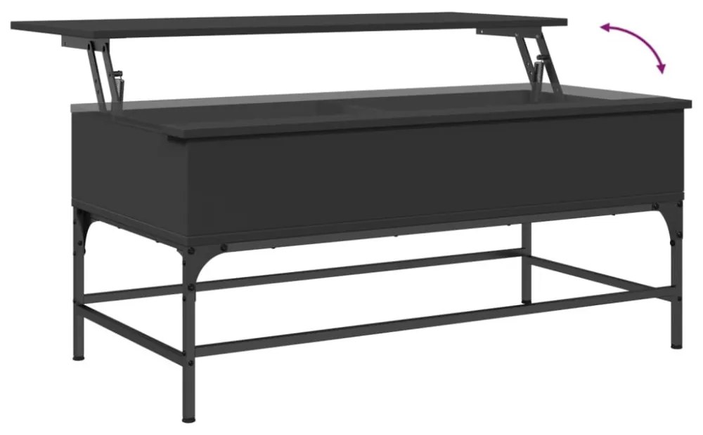 fekete szerelt fa és fém dohányzóasztal 100 x 50 x 45 cm