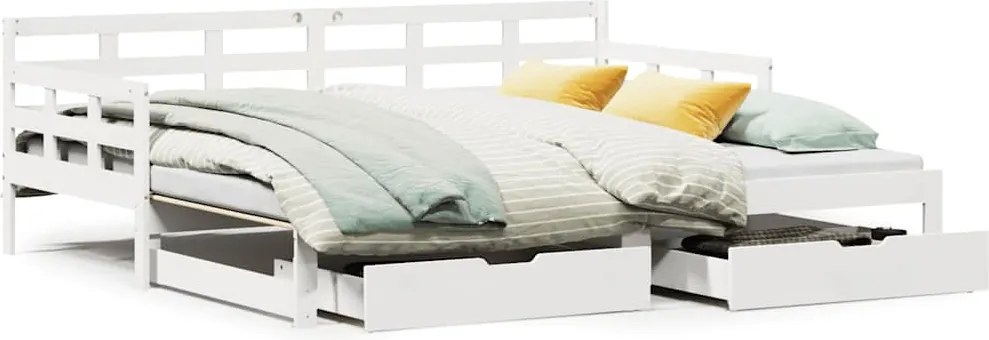 vidaXL fehér kihúzható heverő fiókokkal matrac nélkül 80 x 200 cm