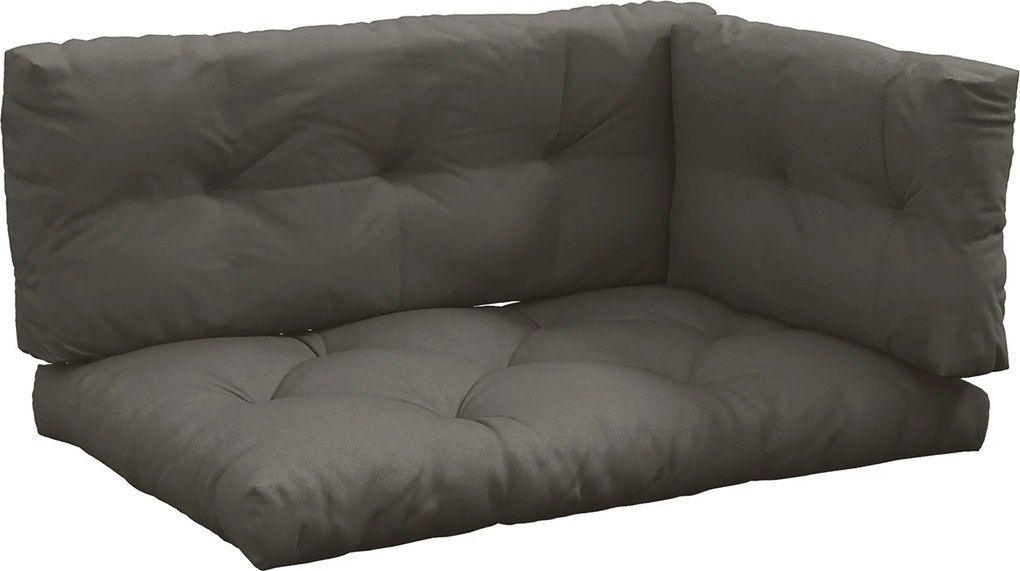 Outsunny 3 Fős Palettás Párna 120cm x 80cm x 12cm Padló Párna UV Védelemmel Kertbe, Erkélyre Sötétszürke | Aosom