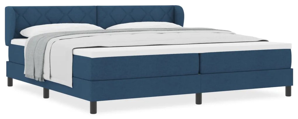 Boxspring Ágy Matrac Kék 200x200 cm Szövet