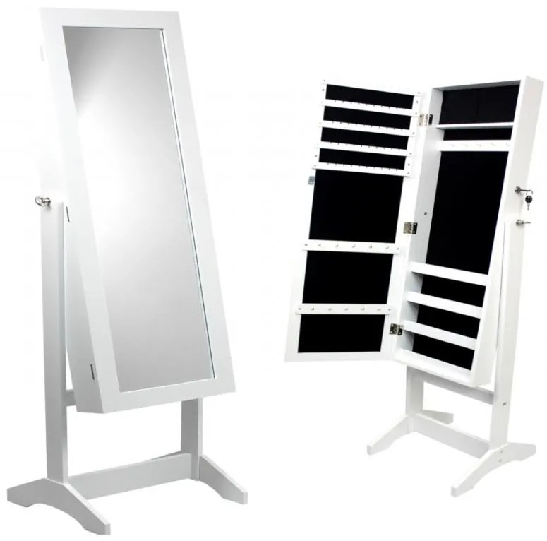 Brandy 03 Ékszerszekrény Tükörrel + Polcokkal 8119 Fehér N