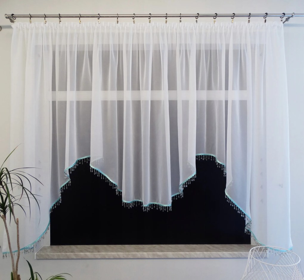 Mg Függöny Fátyol M-es gyöngyök Kék 400x155 varrott