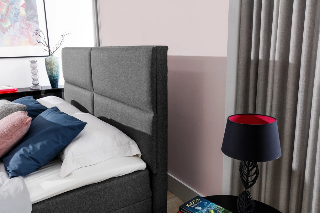 Franciaágy Boxspring 160 cm Amebra (világosszürke) (matracokkal és tárolóval). Akció -17%. 1025389
