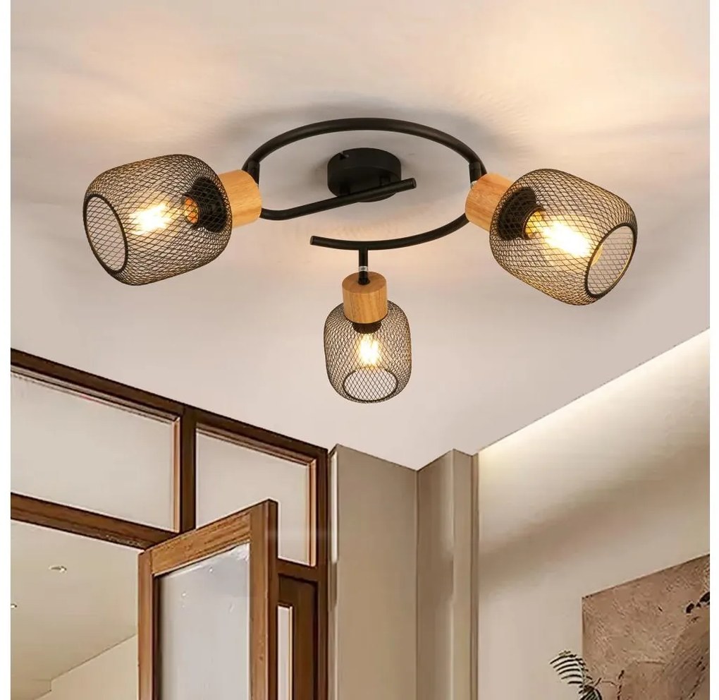 Brilagi - Spotlámpa BASKLITE 3xE27/15W/230V kaucsukfa/fekete