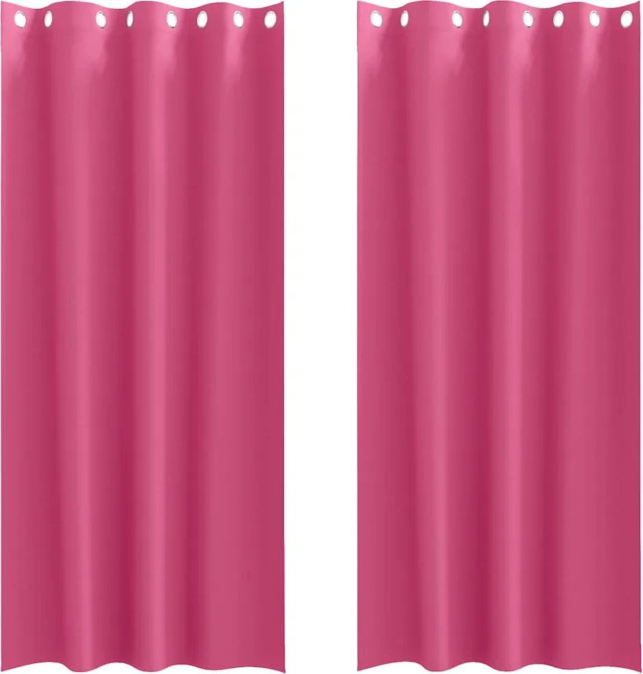 vidaXL Fekete Függöny Gyűrűkkel 2 pcs Élénk rózsaszín 245 x 140 cm