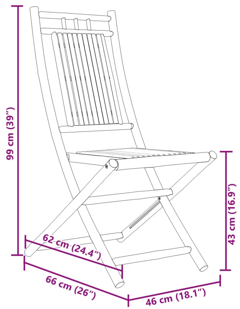 6 db összecsukható bambusz kerti szék 46 x 66 x 99 cm