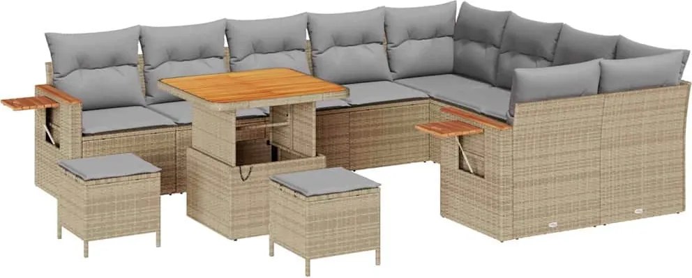 vidaXL Kerti Kanapé Szett párnával 12 pcs Beige és Világosszürke